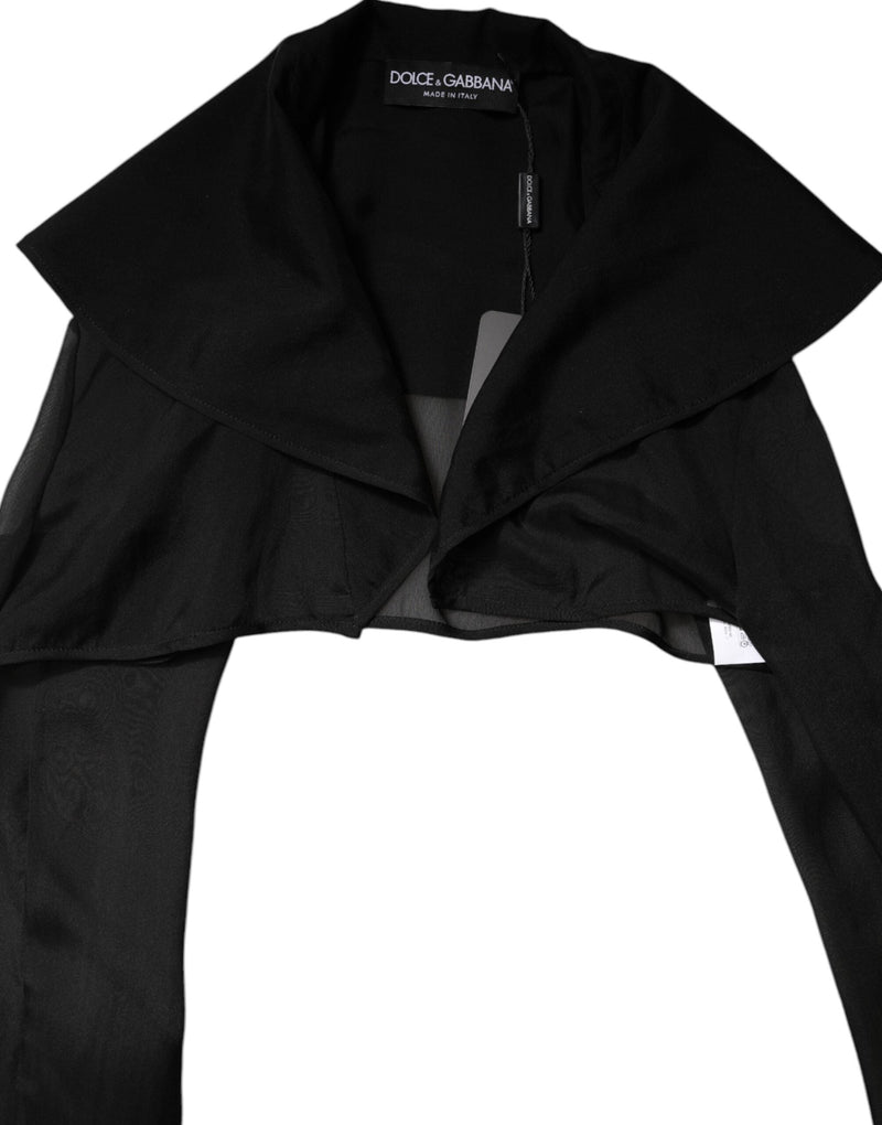 Black Silk Sheer Long Sleeves Blouse Top Dolce & Gabbana