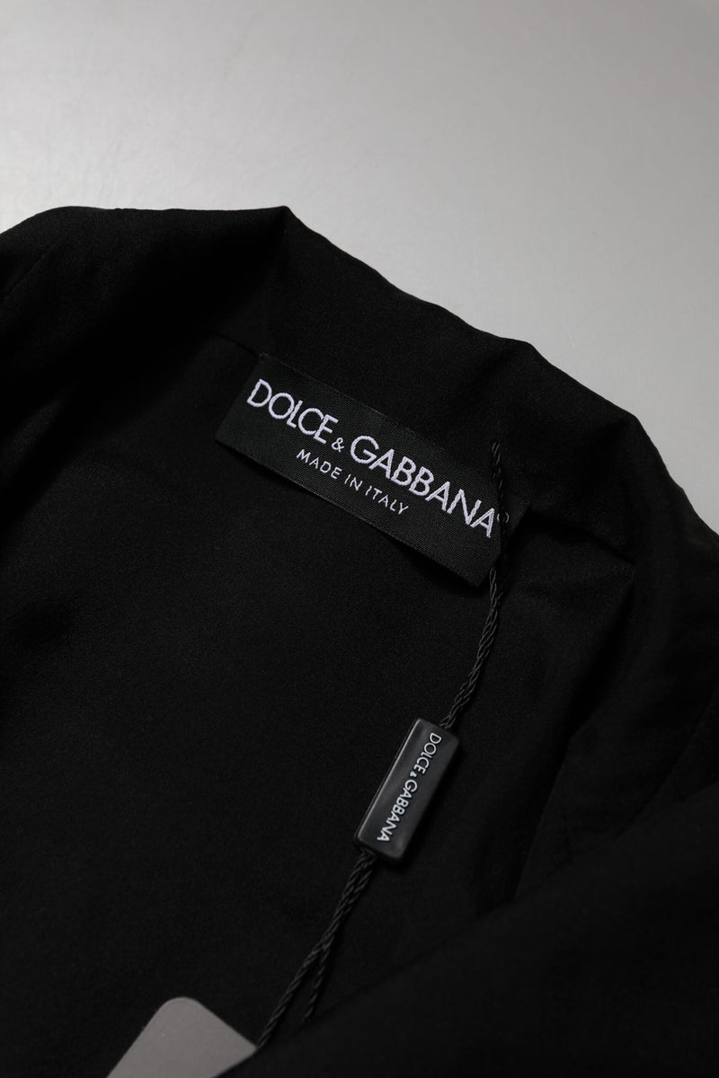 Black Silk Sheer Long Sleeves Blouse Top Dolce & Gabbana