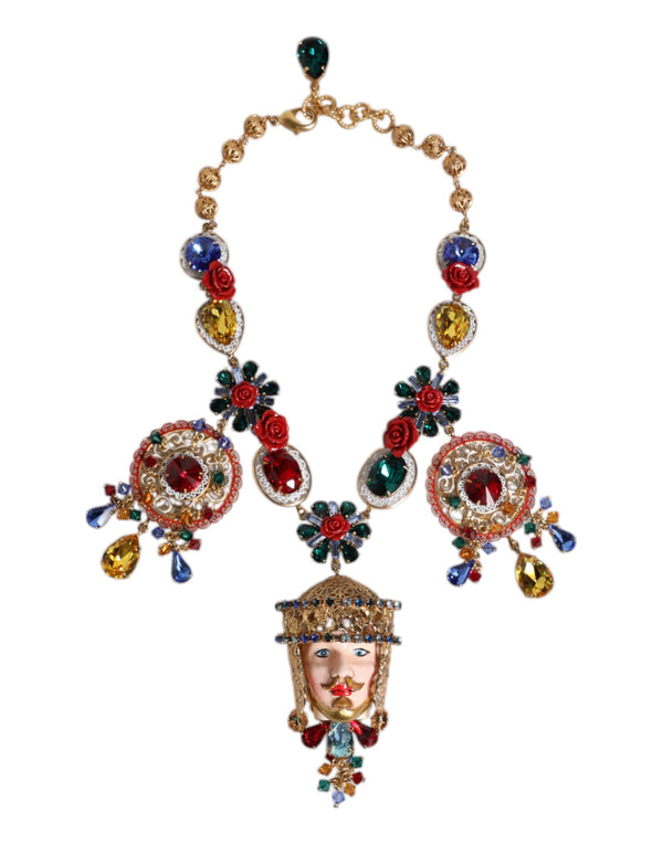 Multicolor Whimsical Face Charm Pendant Beaded Necklace Dolce & Gabbana