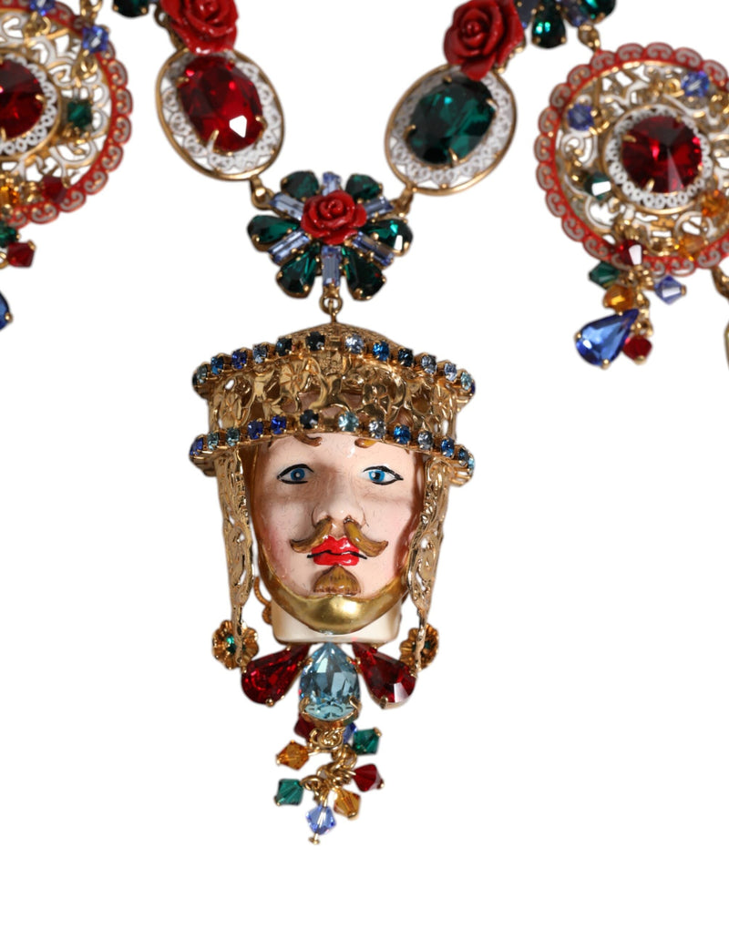 Multicolor Whimsical Face Charm Pendant Beaded Necklace Dolce & Gabbana