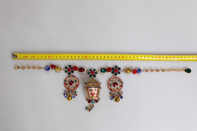 Multicolor Whimsical Face Charm Pendant Beaded Necklace Dolce & Gabbana