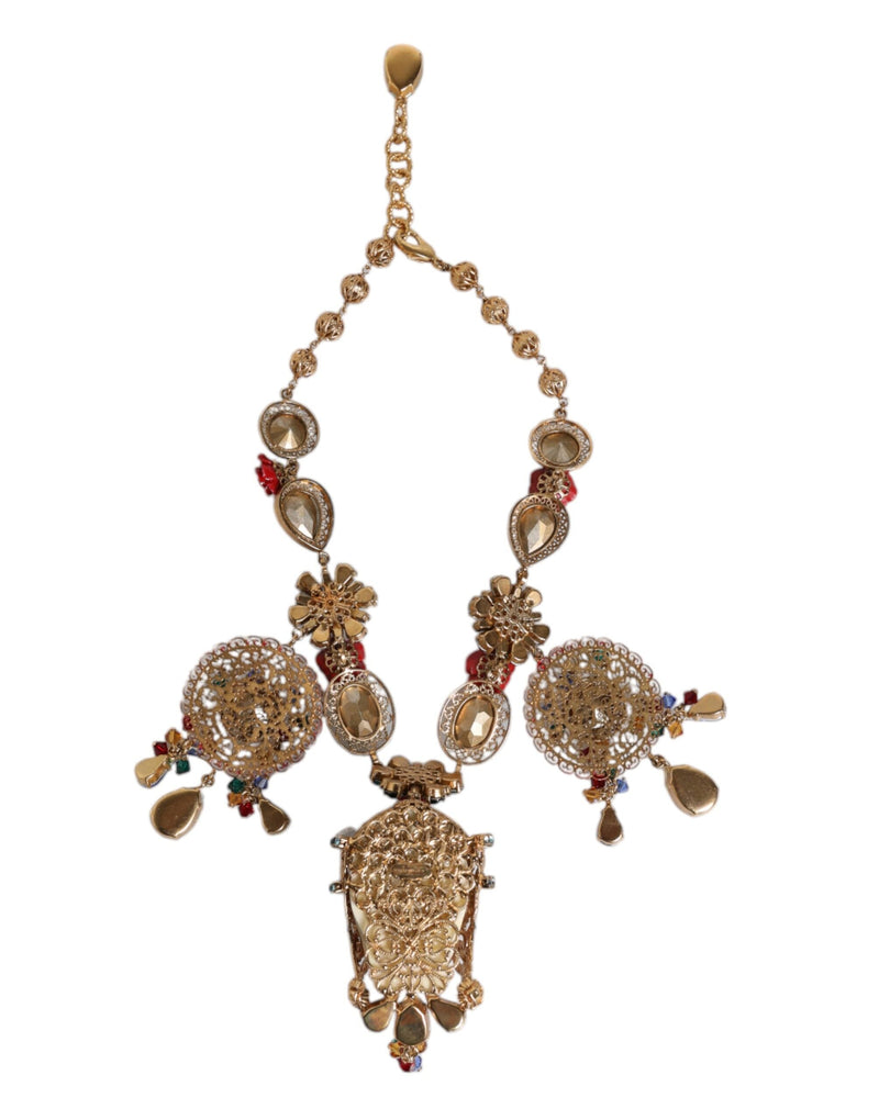 Multicolor Whimsical Face Charm Pendant Beaded Necklace Dolce & Gabbana