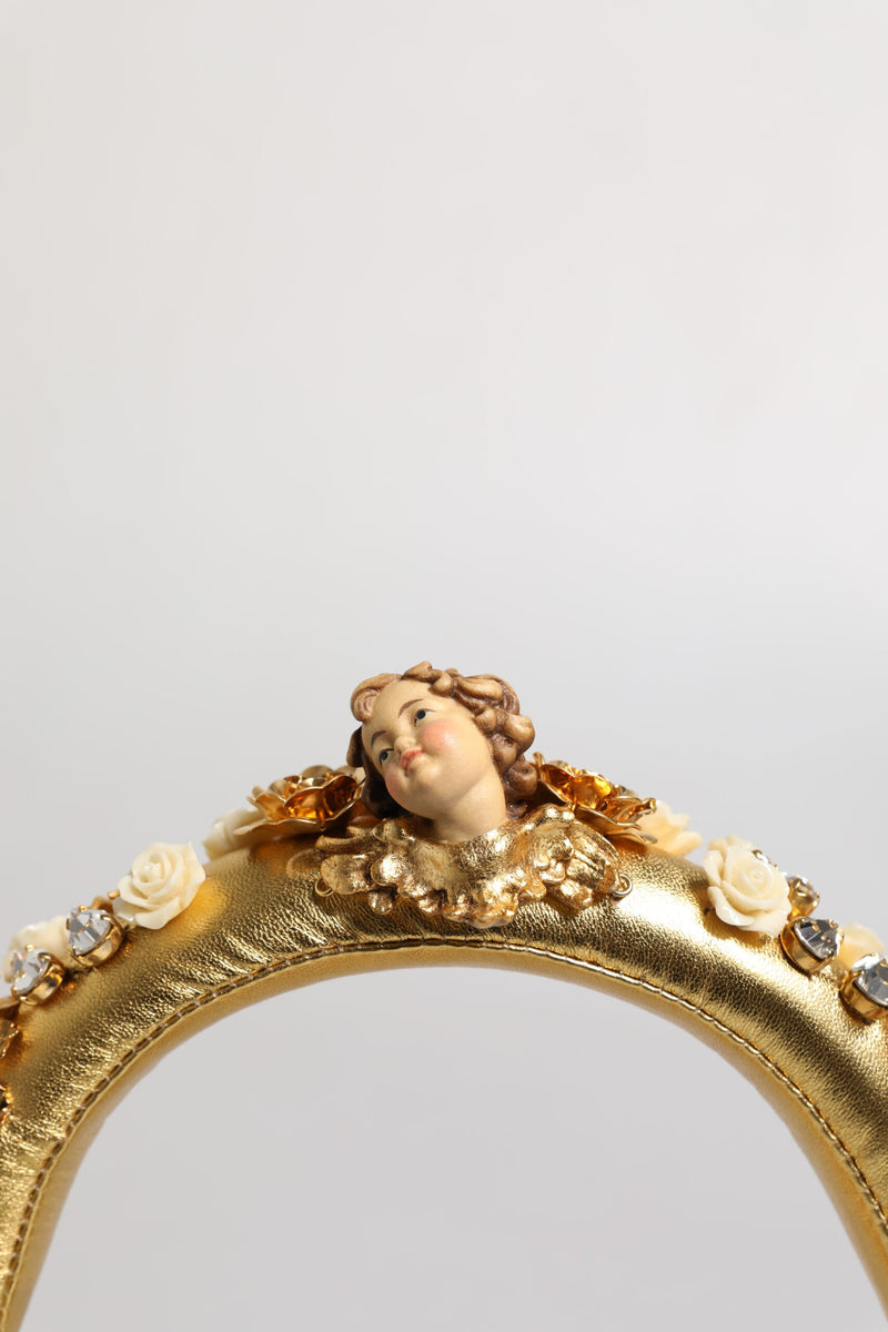 Gold Leather Floral Crystal Angel Headset Headphones Dolce & Gabbana
