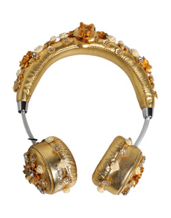 Gold Leather Floral Crystal Angel Headset Headphones Dolce & Gabbana