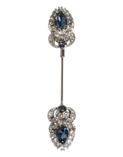 925 Sterling Silver Crystals Collar Brooch Accessory Pin Dolce & Gabbana