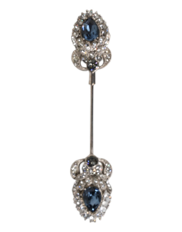 925 Sterling Silver Crystals Collar Brooch Accessory Pin Dolce & Gabbana