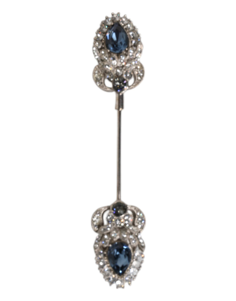 925 Sterling Silver Crystals Collar Brooch Accessory Pin Dolce & Gabbana