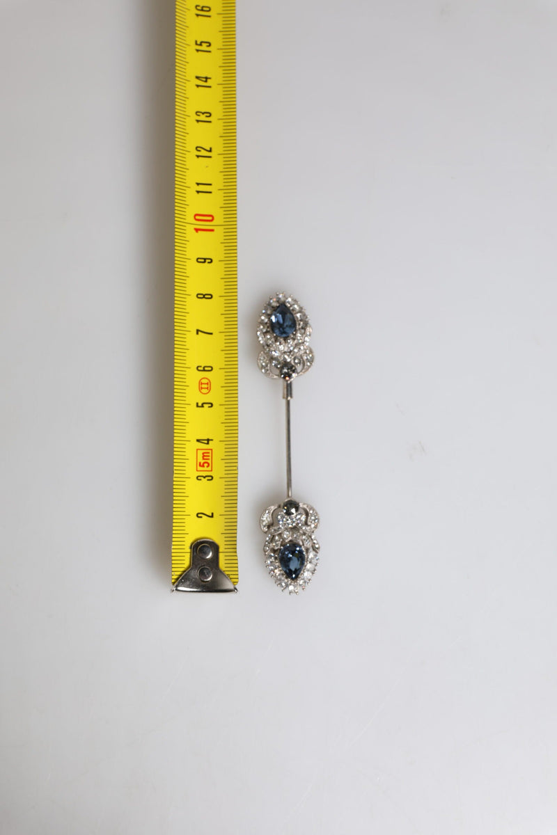 925 Sterling Silver Crystals Collar Brooch Accessory Pin Dolce & Gabbana