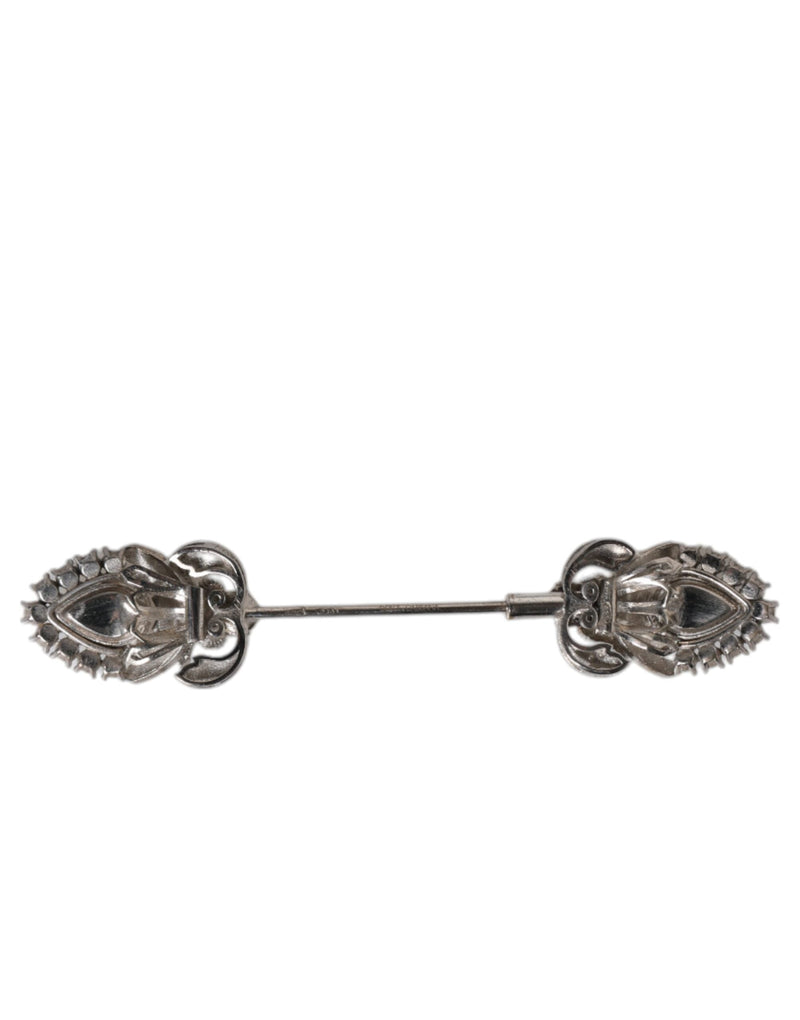 925 Sterling Silver Crystals Collar Brooch Accessory Pin Dolce & Gabbana