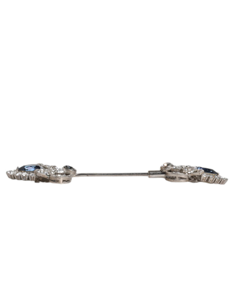 925 Sterling Silver Crystals Collar Brooch Accessory Pin Dolce & Gabbana