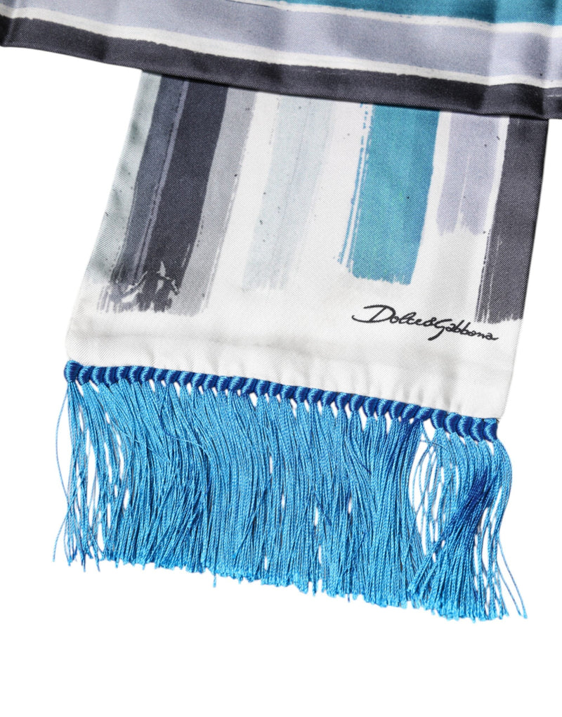 Multicolor Stripes Silk Fringes Neck Foulard Scarf Dolce & Gabbana