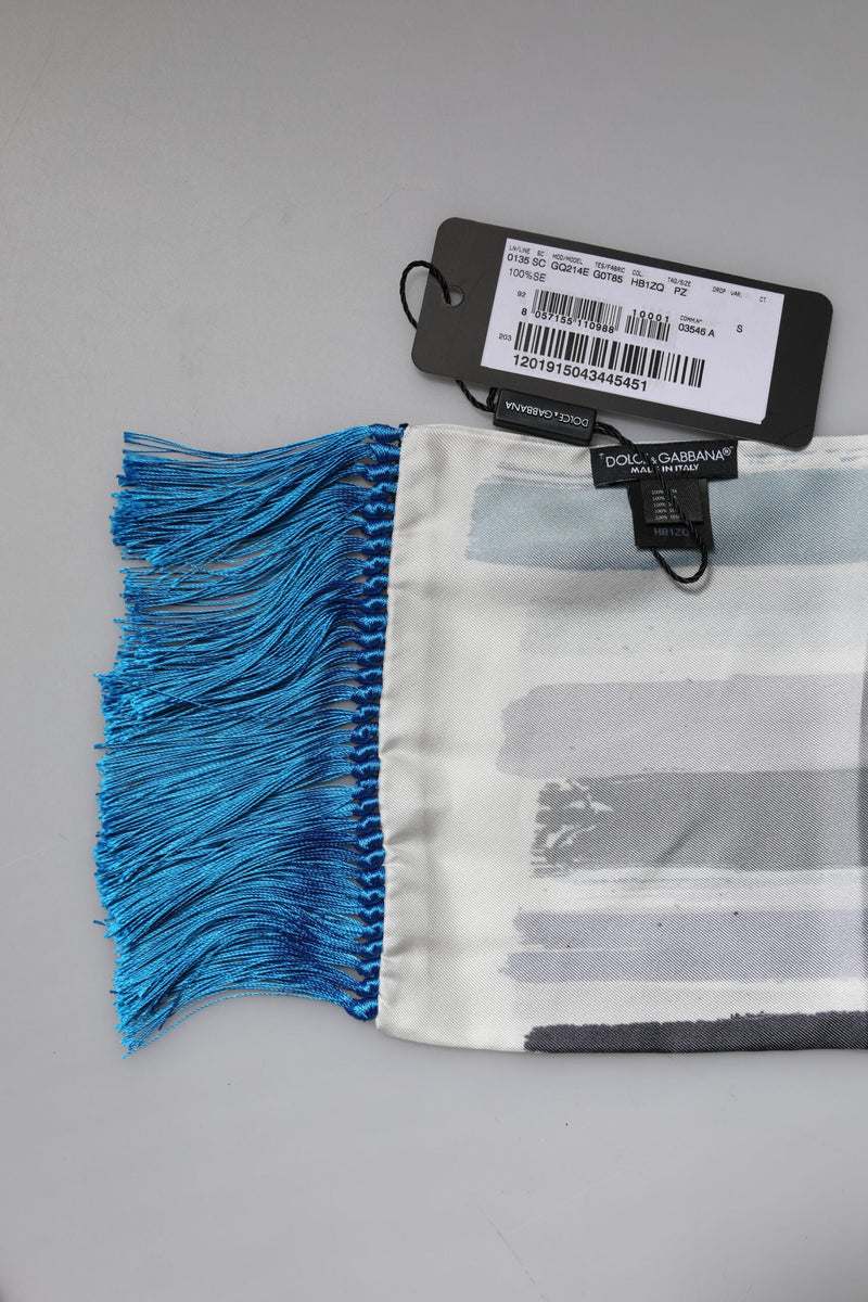 Multicolor Stripes Silk Fringes Neck Foulard Scarf Dolce & Gabbana