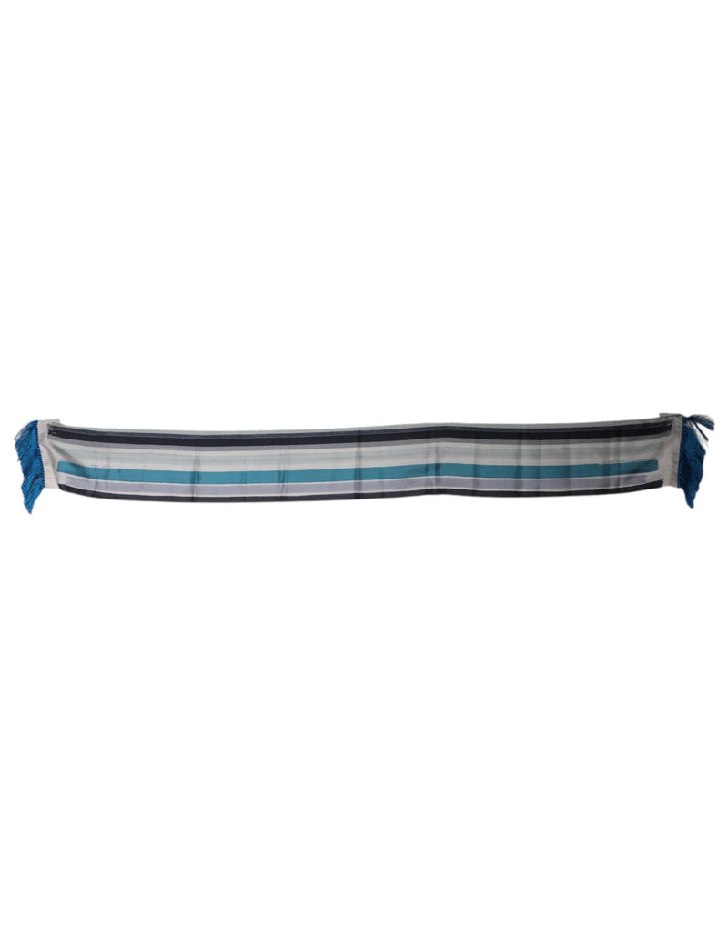 Multicolor Stripes Silk Fringes Neck Foulard Scarf Dolce & Gabbana