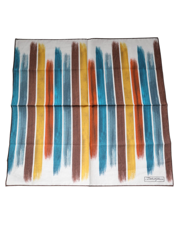 Multicolor Stripes Cotton Square Foulard Scarf Dolce & Gabbana