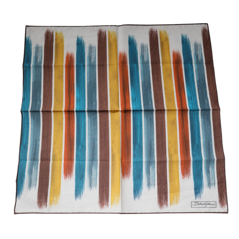 Multicolor Stripes Cotton Square Foulard Scarf Dolce & Gabbana
