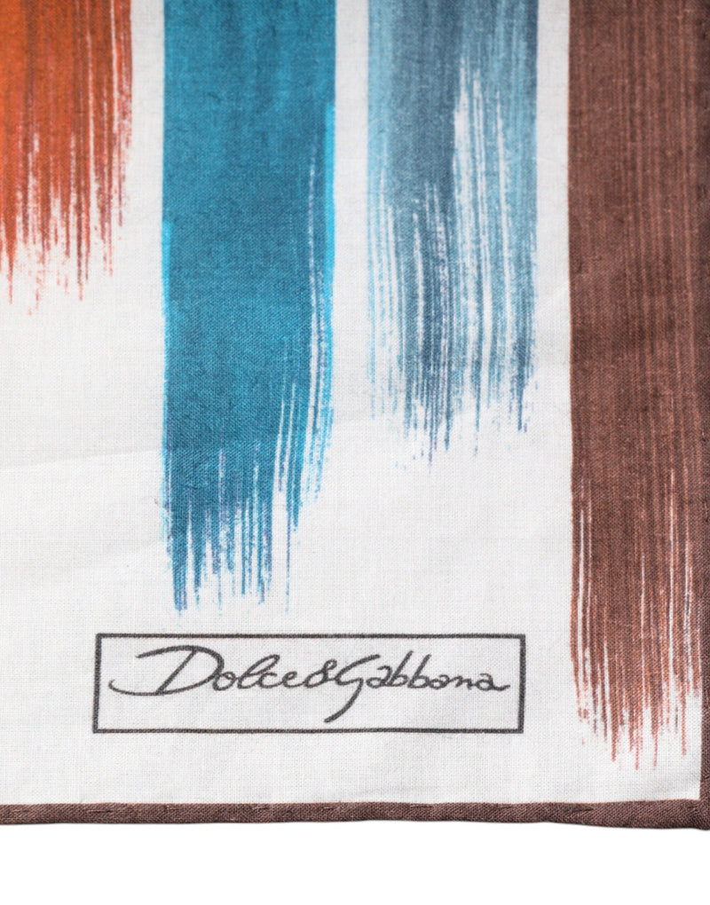 Multicolor Stripes Cotton Square Foulard Scarf Dolce & Gabbana