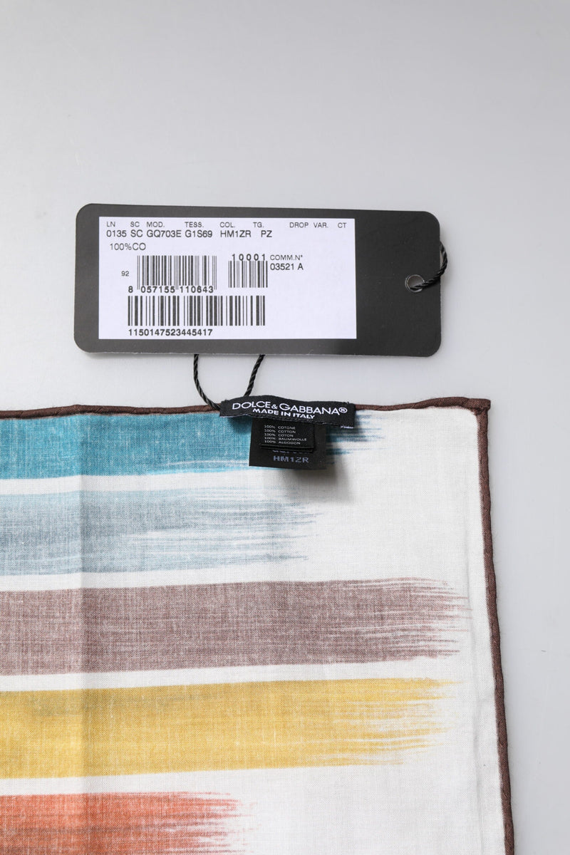 Multicolor Stripes Cotton Square Foulard Scarf Dolce & Gabbana