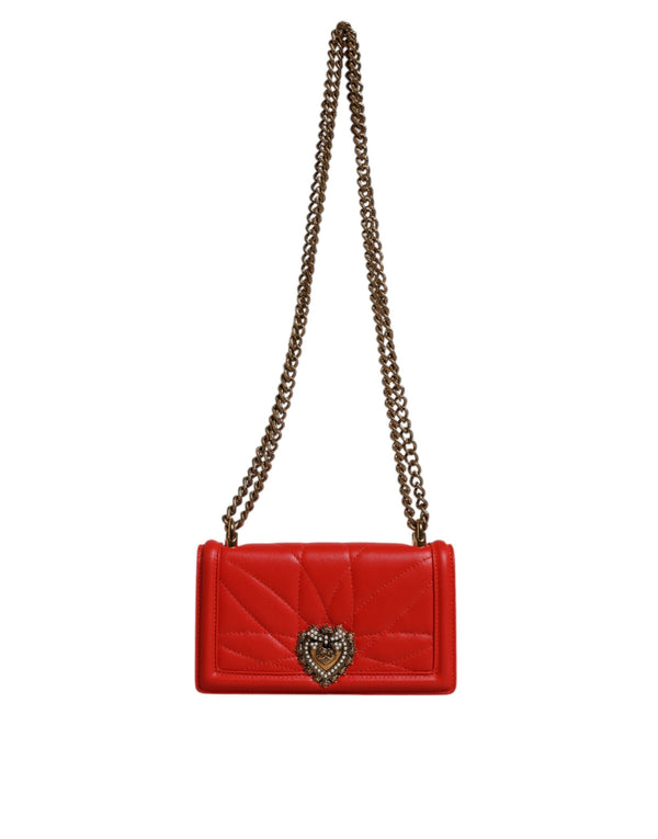 Red Quilted Devotion Crossbody Chain Phone Cover Bag Dolce & Gabbana