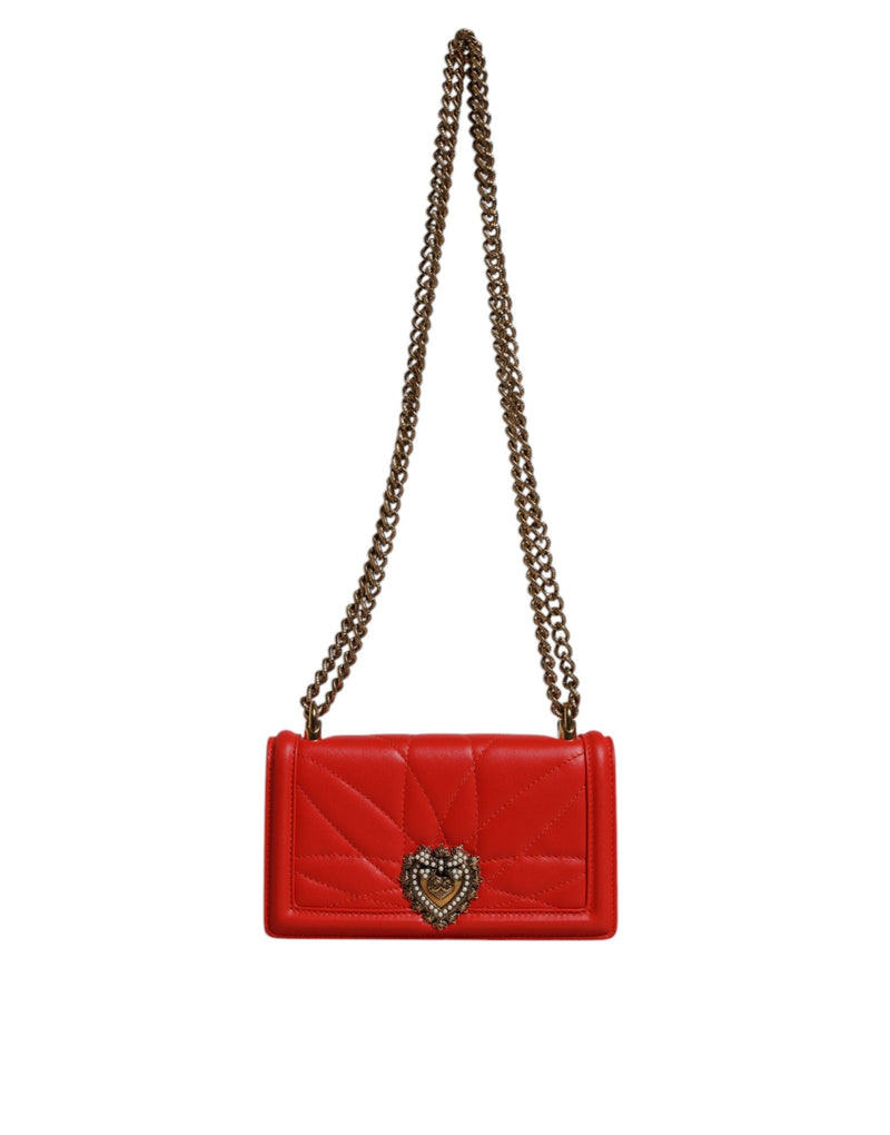 Red Quilted Devotion Crossbody Chain Phone Cover Bag Dolce & Gabbana