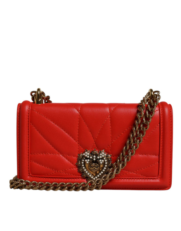 Red Quilted Devotion Crossbody Chain Phone Cover Bag Dolce & Gabbana