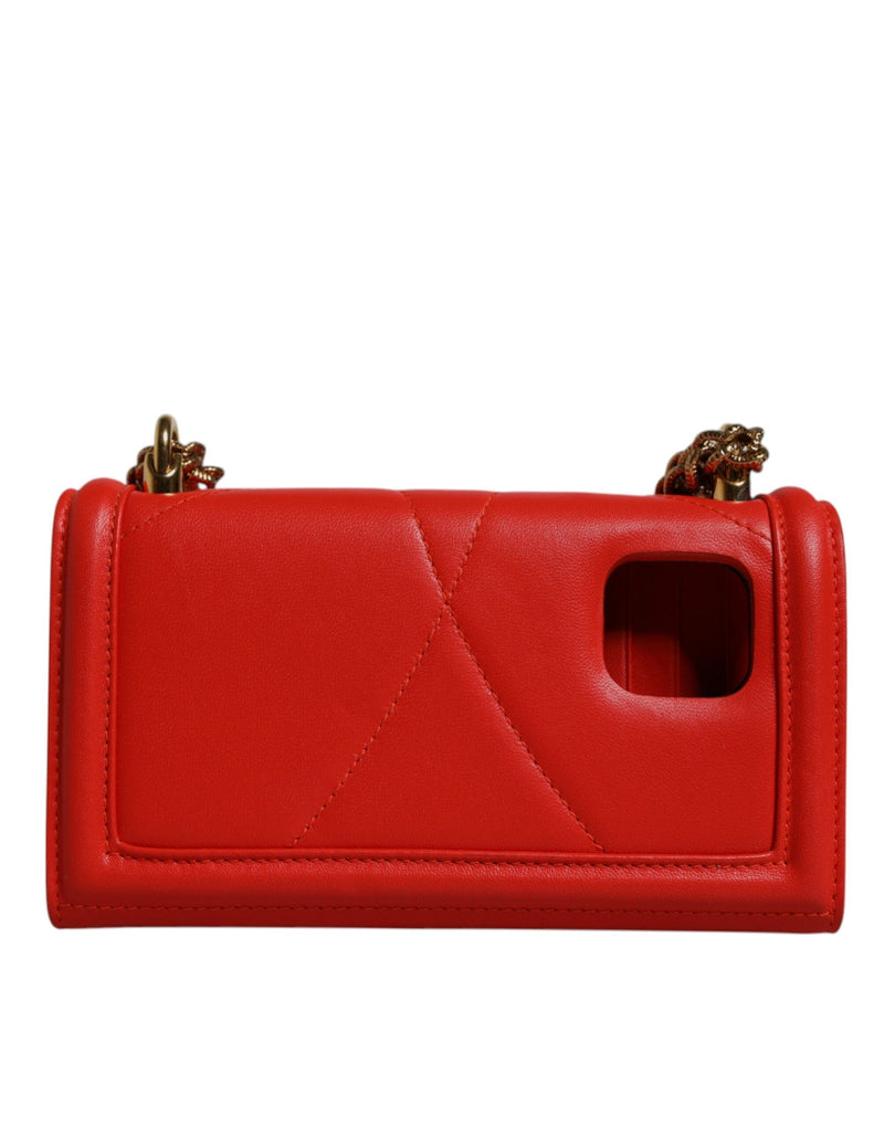 Red Quilted Devotion Crossbody Chain Phone Cover Bag Dolce & Gabbana