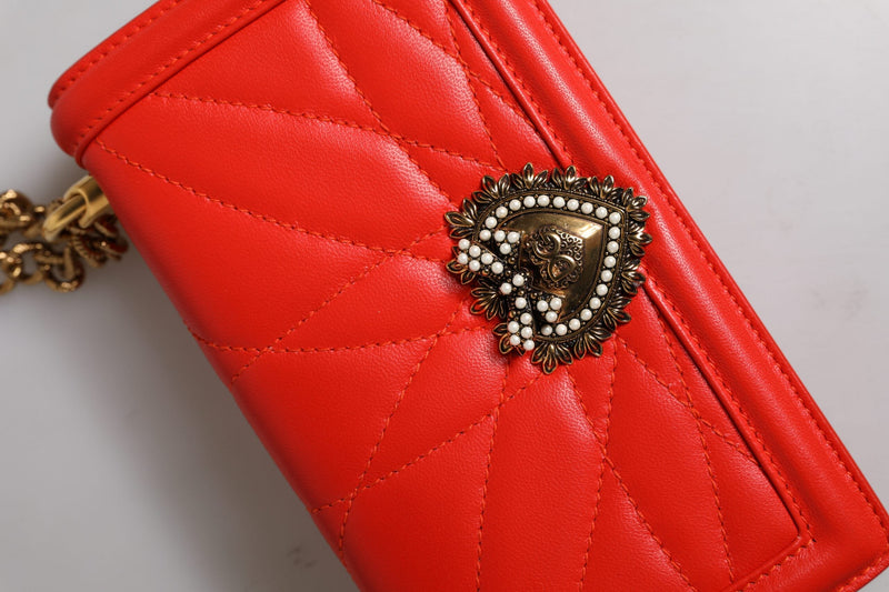 Red Quilted Devotion Crossbody Chain Phone Cover Bag Dolce & Gabbana