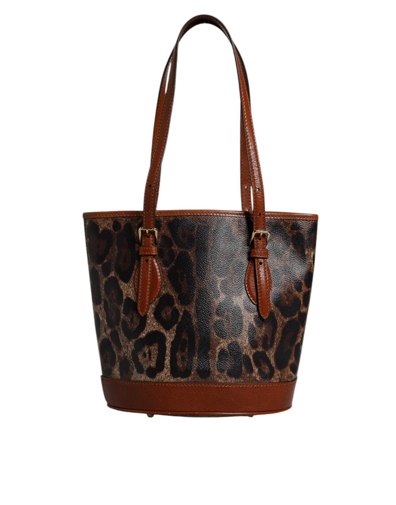 Brown Leopard Leather Shoulder Strap Tote Bag Dolce & Gabbana