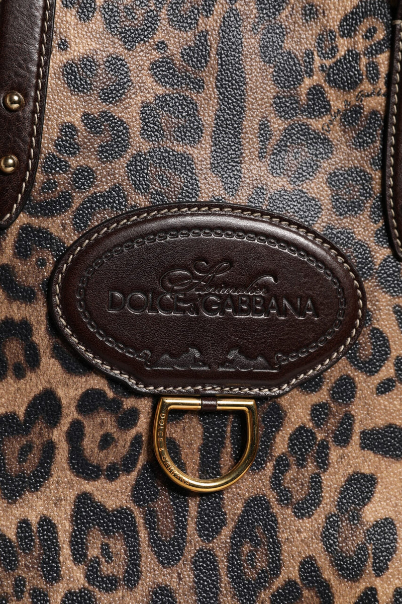 Brown Leopard Leather Shoulder Strap Tote Bag Dolce & Gabbana
