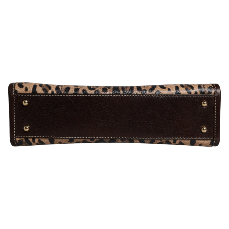 Brown Leopard Leather Shoulder Strap Tote Bag Dolce & Gabbana