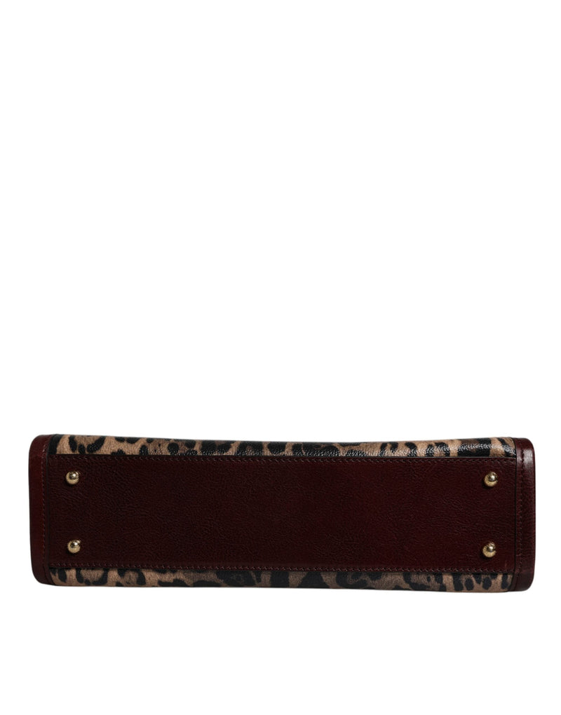 Brown Leopard Leather Shoulder Strap Tote Bag Dolce & Gabbana