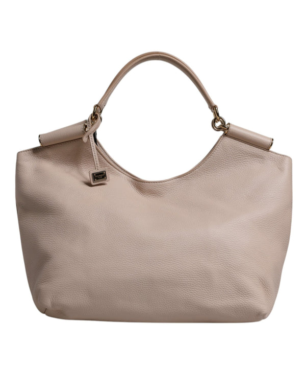 Light Pink Deer Leather Logo Plaque Tote Top Handle Bag Dolce & Gabbana