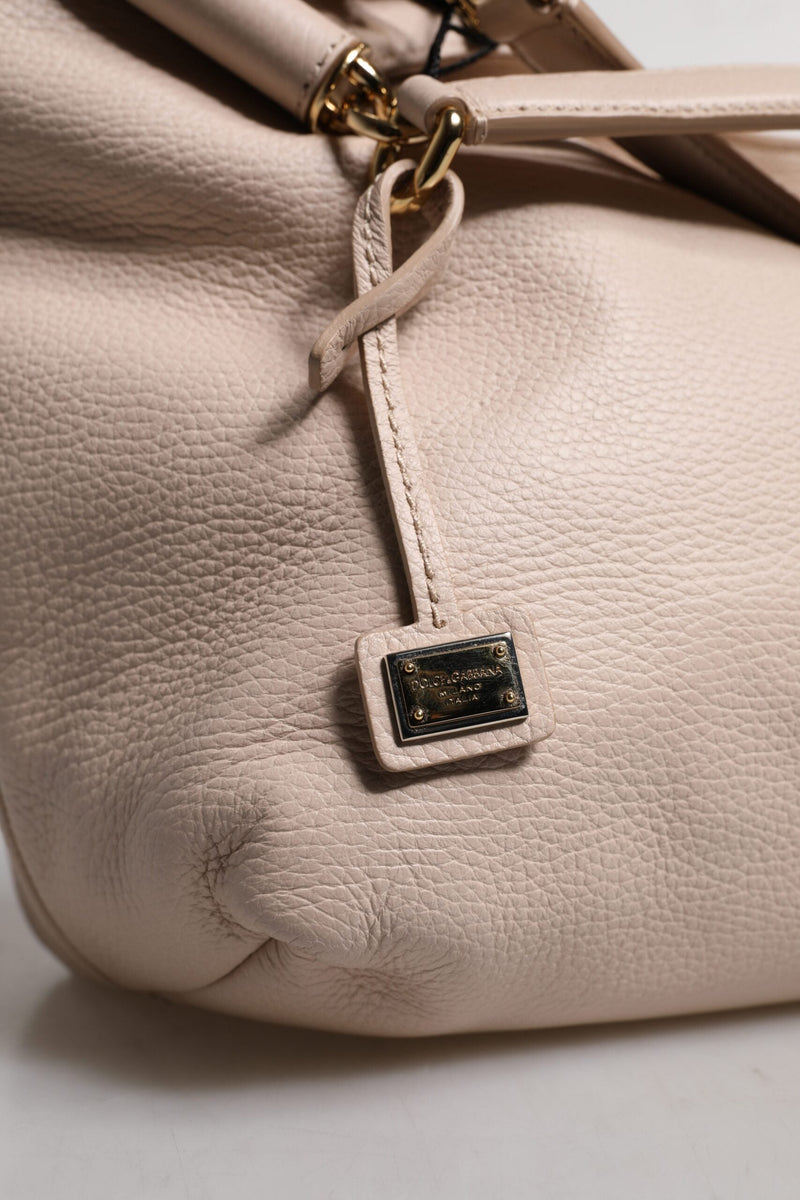 Light Pink Deer Leather Logo Plaque Tote Top Handle Bag Dolce & Gabbana