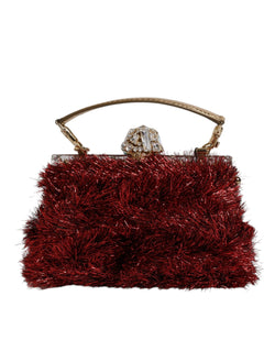 Red Gold Chain VANDA Tinsel Crystals Evening Clutch Bag Dolce & Gabbana