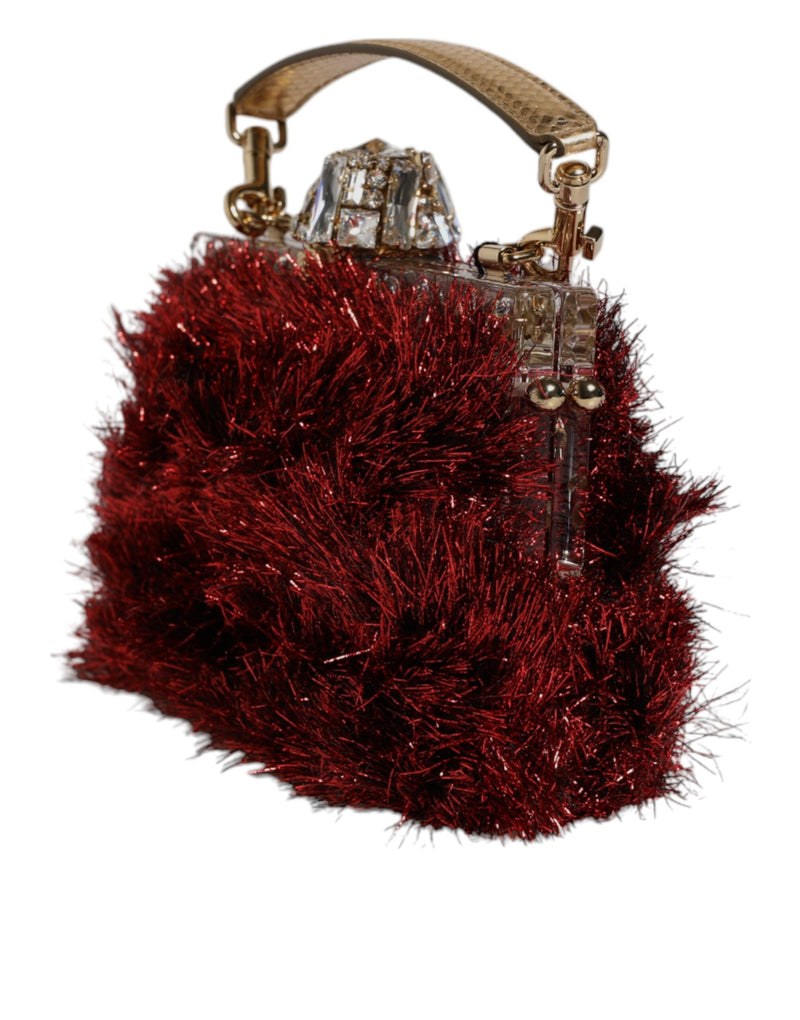 Red Gold Chain VANDA Tinsel Crystals Evening Clutch Bag Dolce & Gabbana