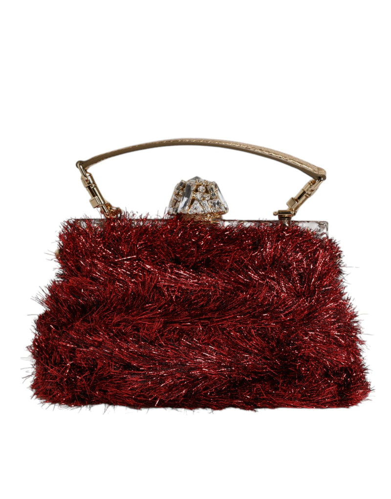 Red Gold Chain VANDA Tinsel Crystals Evening Clutch Bag Dolce & Gabbana