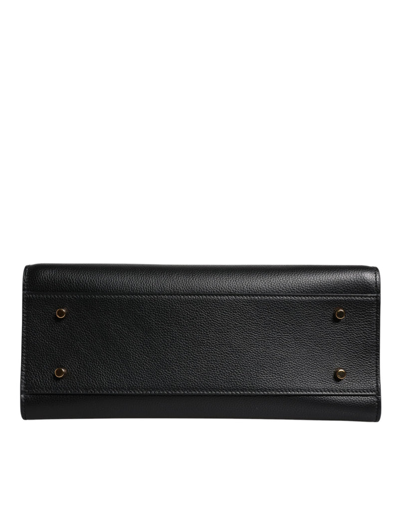 Black Large Leather Top Handle Shoulder Crossbody Bag Versace