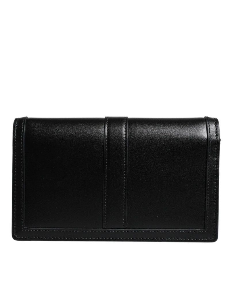 Black Calfskin Leather Chain Strap Shoulder Crossbody Bag Versace