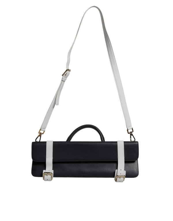 Blue White Calfskin Leather Crossbody Shoulder Bag Dolce & Gabbana