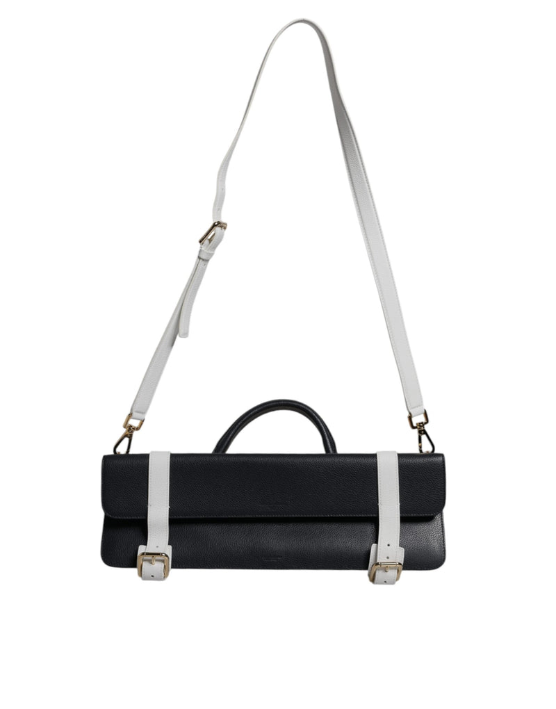 Blue White Calfskin Leather Crossbody Shoulder Bag Dolce & Gabbana