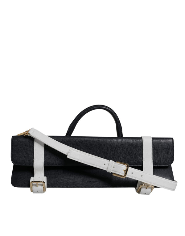 Blue White Calfskin Leather Crossbody Shoulder Bag Dolce & Gabbana