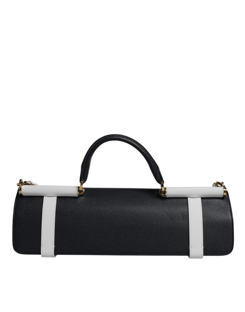 Blue White Calfskin Leather Crossbody Shoulder Bag Dolce & Gabbana