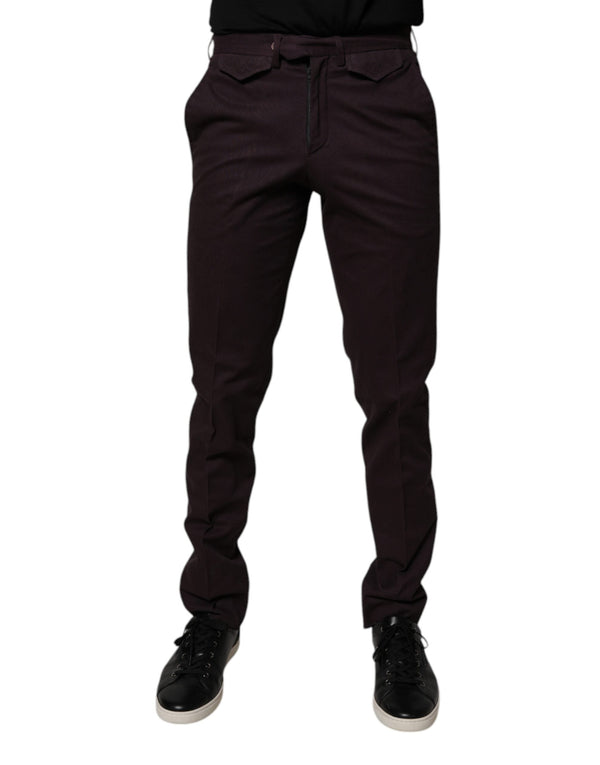 Brown Pure Cotton Slim Fit Men Dress Pants BENCIVENGA
