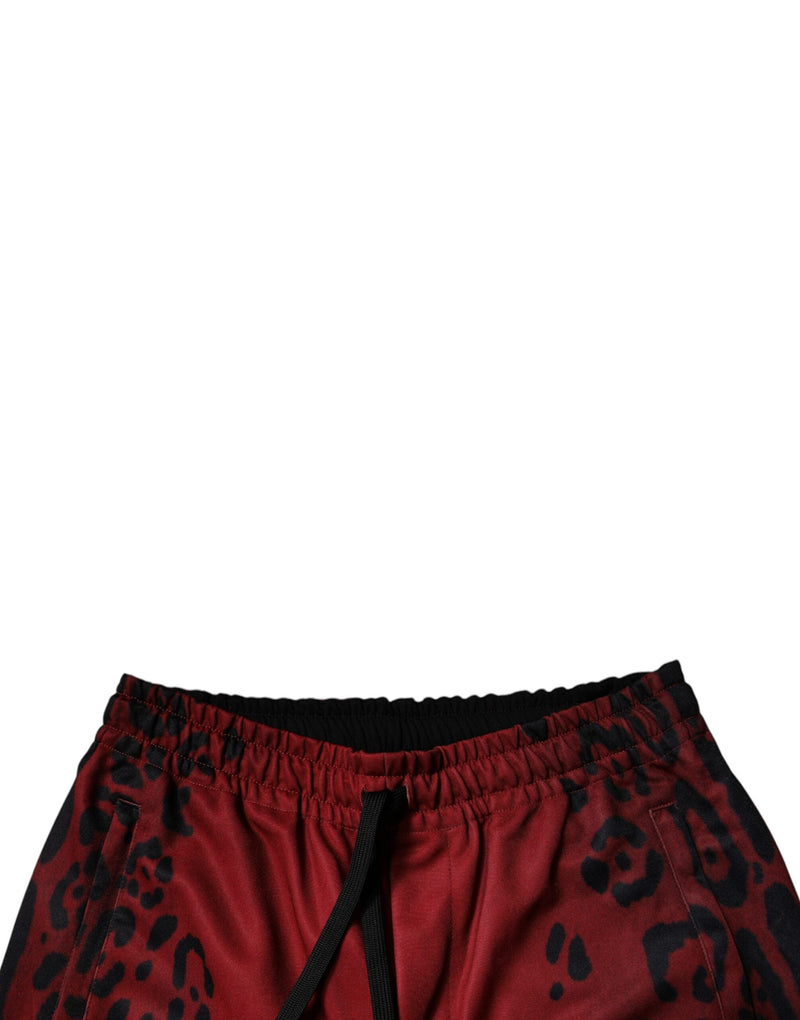 Red Leopard Print Polyester Men Jogger Pants Dolce & Gabbana