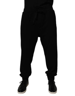 Black Cotton Crown Logo Jogger Pants Dolce & Gabbana