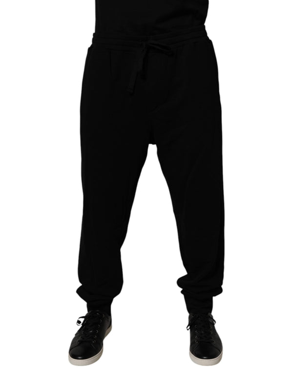 Black Cotton Crown Logo Jogger Pants Dolce & Gabbana