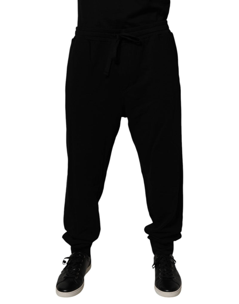 Black Cotton Crown Logo Jogger Pants Dolce & Gabbana