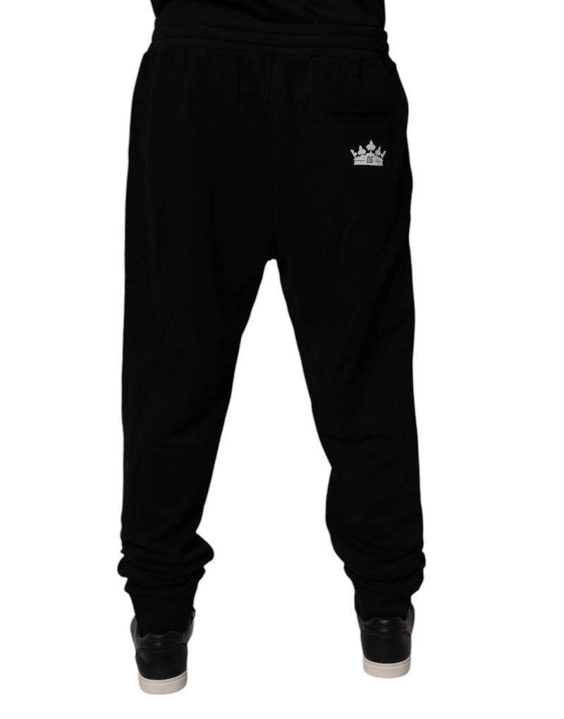 Black Cotton Crown Logo Jogger Pants Dolce & Gabbana