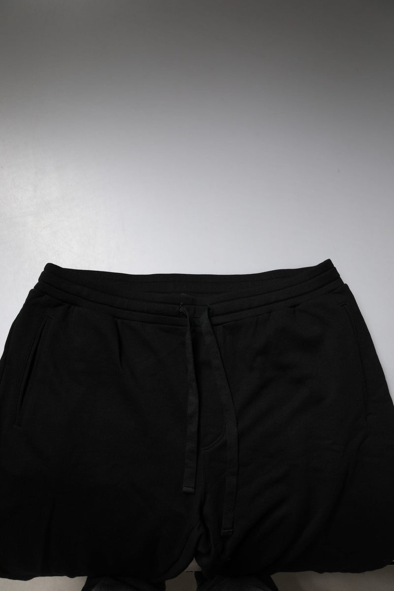 Black Cotton Crown Logo Jogger Pants Dolce & Gabbana