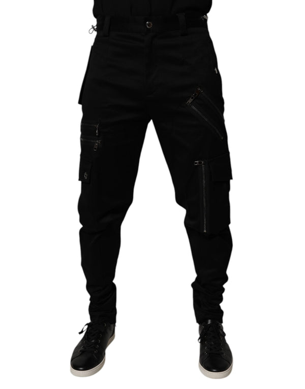 Black Cotton Cargo Tapered Pants Dolce & Gabbana