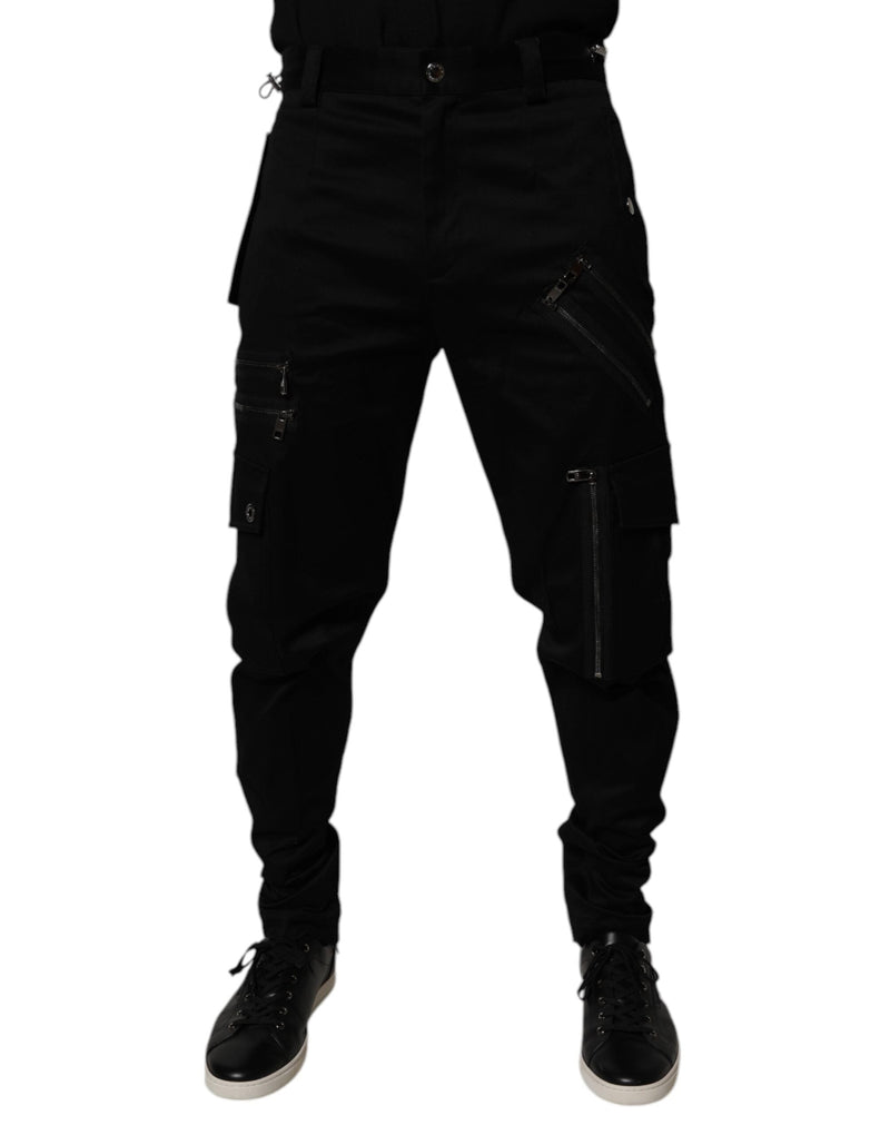 Black Cotton Cargo Tapered Pants Dolce & Gabbana